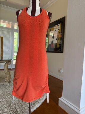 Lululemon Orange Racerback Ruched Side Tie Dress Women’s Size Small